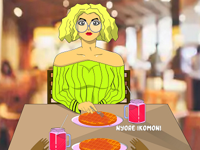 First Date animation art date design digital 2d digitalart flat illustration smoothies waffles