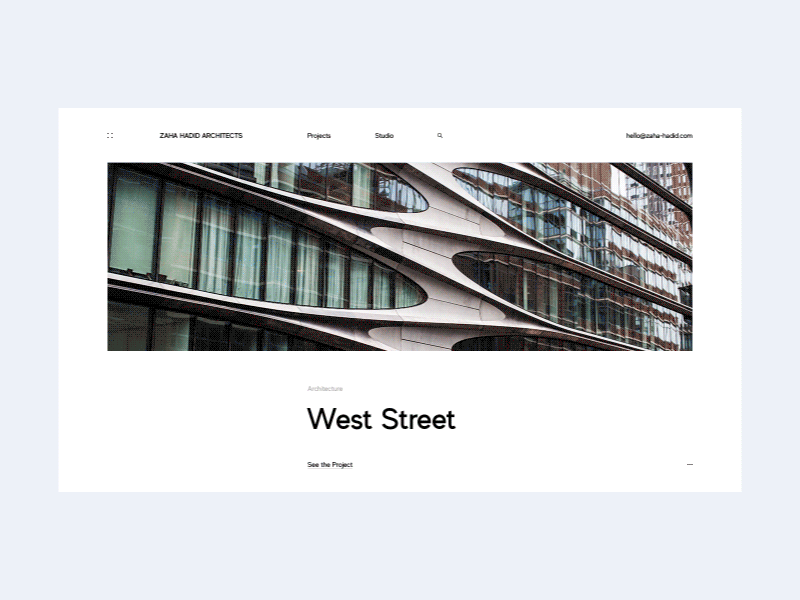 Zaha Hadid Architects — Interaction animation architecture concept interaction portfolio typography ui web