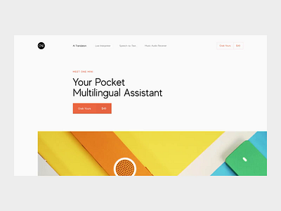 Promo Website Animation for Pocket Multilingual Assistant animated website bright colors clean data visualization experience experimental futuristic device grid minimal neat composition page scroll animation product promo website simple layout startup translation ui ux web design whitespace utilization zajno