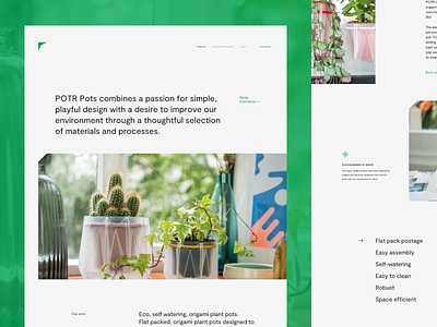 Landing Page for Eco, Self-watering Origami Plant Pots brand identity business clean eco flat interface layout logo minimal minimalist plant product recycling simple typography ui ux vector web design website zajno