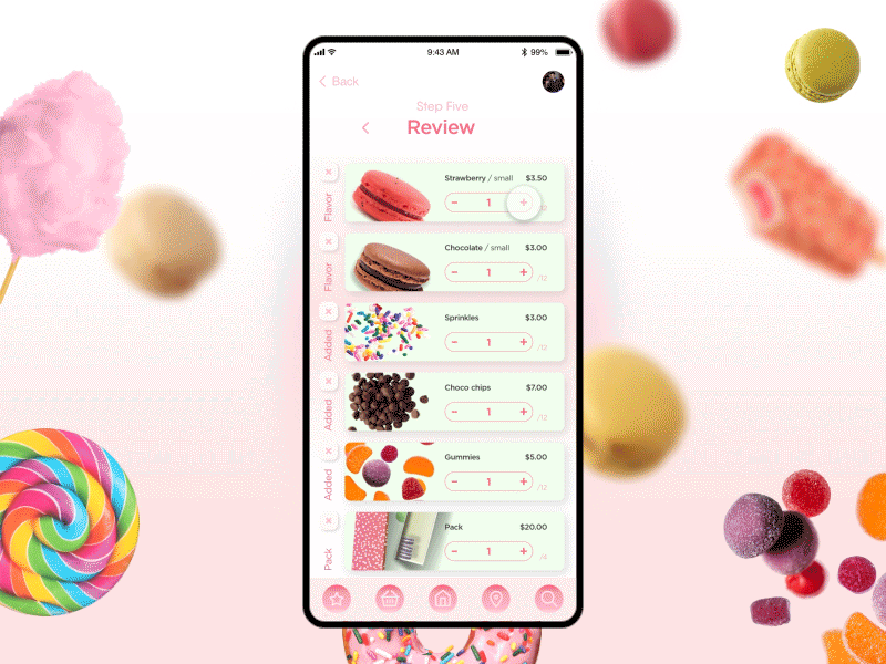 Sweetish / Review animation branding candies candy chips choco chocolate concept design dynamic experimental gummies macaron mobile review sprinkles sweet ui uidesign uiux