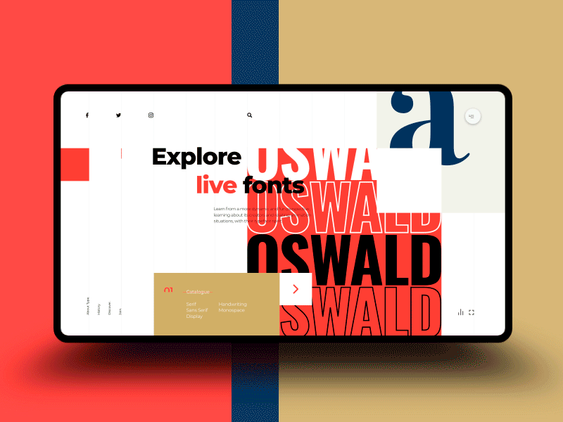 Live Fonts / History animation concept creative design dynamic experimental heart history live menu options oswald site type typeface typography uidesign uiux web webdesign