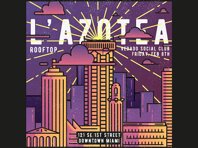 Party L'Azotea building buildings city cuba design dj dribbble graphic design graphic art illustration rooftop vector vedado social club