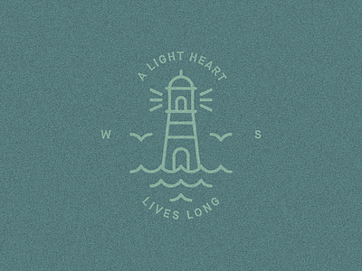 "A light heart lives long" — William Shakespeare badge draft illustration lighthouse logo quote symbol william shakespeare