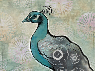 Digital Peacock Tapestry bird digital fabric peacock tapestry teal