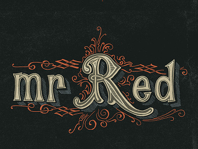 Mr Red branding colour cult ginger handmade lettering logo tee shirt typography urban victorian vintage