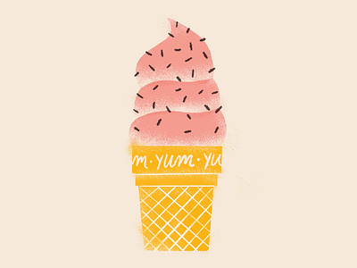 strawberry swirl 🍓🍦 cone doodle ice cream illustration jimmies limited palette sprinkles summer texture