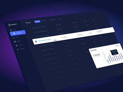 Hologram Dashboard v4 dark dashboard data design dramatic illustration lighting nav preview purple sketch status ui web