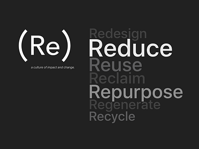 (Re) Culture change environment impact planet earth re branding reclaim reculture recycle redesign reduce regenerate repurpose reuse