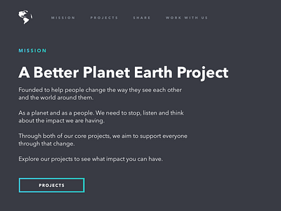 A Better Planet Earth Project. angle environment homepage planet project simple