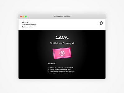 Dribbble Invite Giveaway x 2 apple campaign design draft drafting dribbble email giveaway golden ticket illustration invite invite design invite friends invite giveaway mail may 7th pink pass vector web