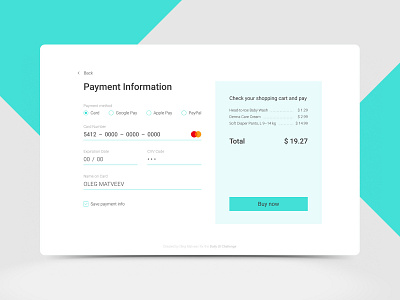 DailyUI 002/100 — Credit Card Checkout