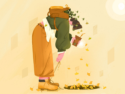 Fall artwork design girl illustration people procreate ui 插图 设计