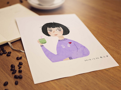 Drinking tea illustration