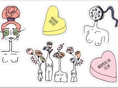 Stickers for fundraiser art feminine illustration stickers women women empowerment women in film women in illustration