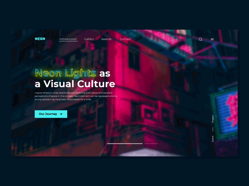 Neon Lights - Landing Page after effects landing page motion neon neon lights ui ux web website