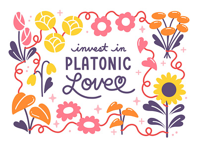 Invest in Platonic Love design digital painting drawing handlettering illustration lettering plants valentine vector