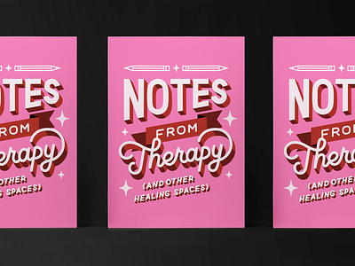 Notes from Therapy hand lettering illustration lettering mental health pink red therapy