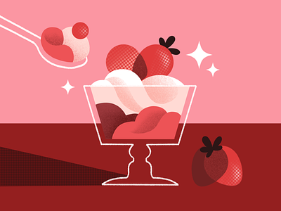 Strawberries & Cream Still Life abstract design dessert digital art food food illustration graphic design illustration pink red sparkles still life strawberries strawberry texture textured