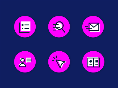 Chunky Icon Set click compare customer design email graphic design icon iconography invite research stylize survey