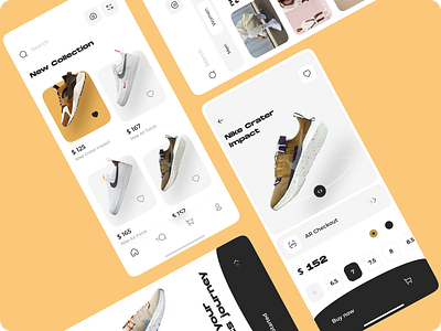 Nike App app application brutalism clothing commerce makeevaflchallenge makeevaflchallenge3 mobile nike product redesign shoes sneakers sport store typography ui uiux ux