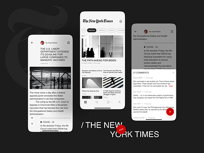 New York Times App app article brutalism helvetica journal journalism magazine minimalism mobile new york new york times news newsfeed paper reading red typography ui uiux ux