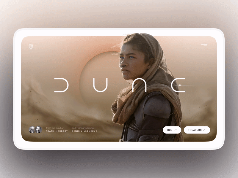 Dune Promo Page animation cinema duna film movie promo page ui ui animation uiux warner brothers zendaya