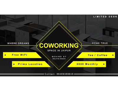 Coworking Space Ad ads banners banner design branding illustration poster designing