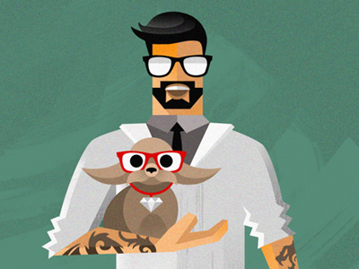 Web Nerd character dog glasses graphics icon illustration mascot nerd photoshop portrait sketch web