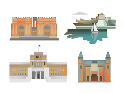 Museums architecture building castle flat house icon illustration infographics layout museum tower