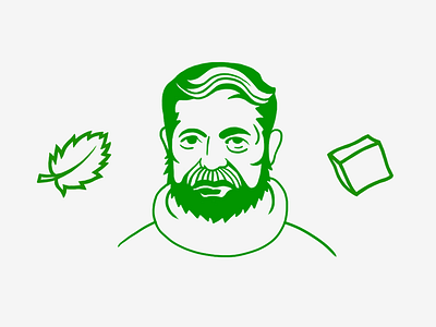 Drunk Hemingway alcohol drink flat green hemingway icon identity line logo mint outline solid