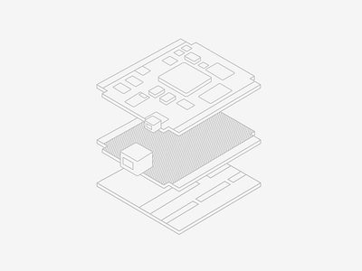 Embedded Chip ai chip flat illustration illustrator izometric izometry line outline plate sketch technical