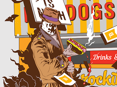 Rorschach character comic comics dc hero hotdog illustration popcorn portrait superhero typography watchmen