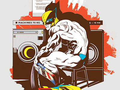 Wolverine in laundry character comic comics flat hero illustration marvel portrait routine superhero wolverine x men