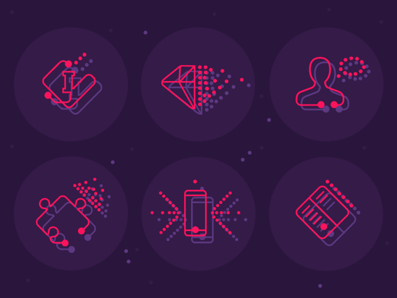 Tech icons set stroke symbol iconography glyph technology set ui web illustration vector icons icon