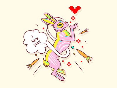 New Year Bunny bunny christmas flat hare heart icon icons illustration love rabbit vector xmas