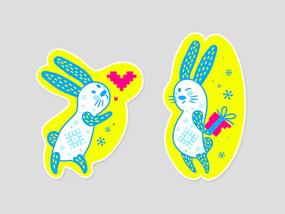 Velcom Stickers for Telegram bunny character flat heart icon kiss mascot messenger present rabbit sticker telegram