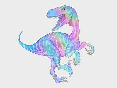 Tumblr Velociraptor character dinosaur holographic illustration iridescent mascot neon pencil realistic t-rex tumblr velociraptor