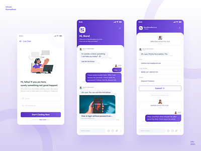 Live Chat Mobile Design account dashboard design exploration finance live chat mobile purpple shoping ui