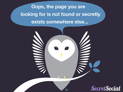 Secret Social Barn Owl Illustration for 404 Page