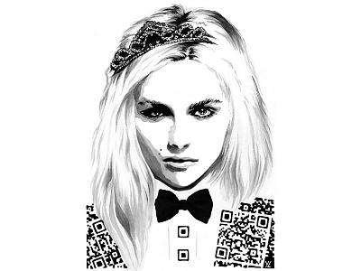 Andrej Pejic QR Code Fashion Art 2d andrej pejic art artist code device fashion female icon illustration intriguing ipad iphone jewellery meet obsession mobile qr qr code quick response scan yiying lu yiyinglu