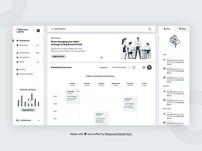 Employees Portal dashboard interviews jobs user experience user interface wireframe