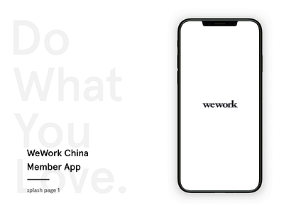 WeWork China Member App splash page 1 animation app design flat logo motion type ui wework