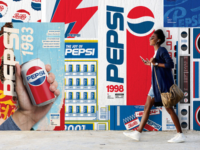Pepsi Brand Story Poster blue can generration graphic design logo poster vintage