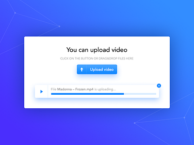 Video uploading widget blue button clean design integros minimal ui upload ux video widget