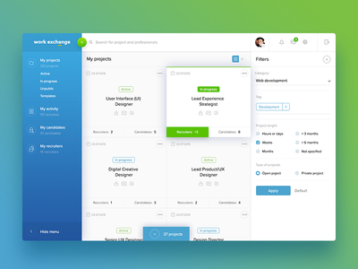 Dashboard for HR service clean dashboard freelance gradient hr job minimal soft ui ux work