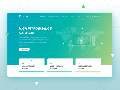 YISP Mainslide clean corporate dedicated gradient hosting minimal network server ui ux video