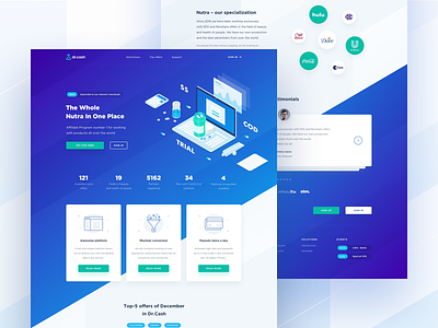DrCash Main Page advertisement affiliate beauty click cpa gradient health hero ico isometric landing network nutra product page traffic