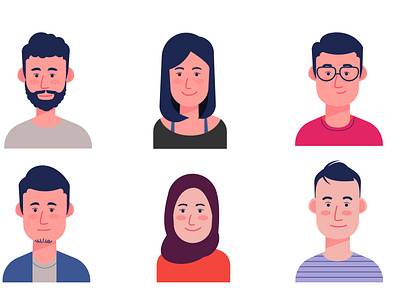 Flat Art Portraits Design Characters character design flat design illustrations