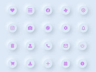 Icons with neumorphism design / softUI neumorphismui softui icons